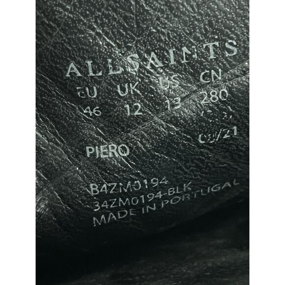 AllSaints Piero Combat Ankle Boots •EU 46/US 13• Black Leather Zipper $349 main image 5